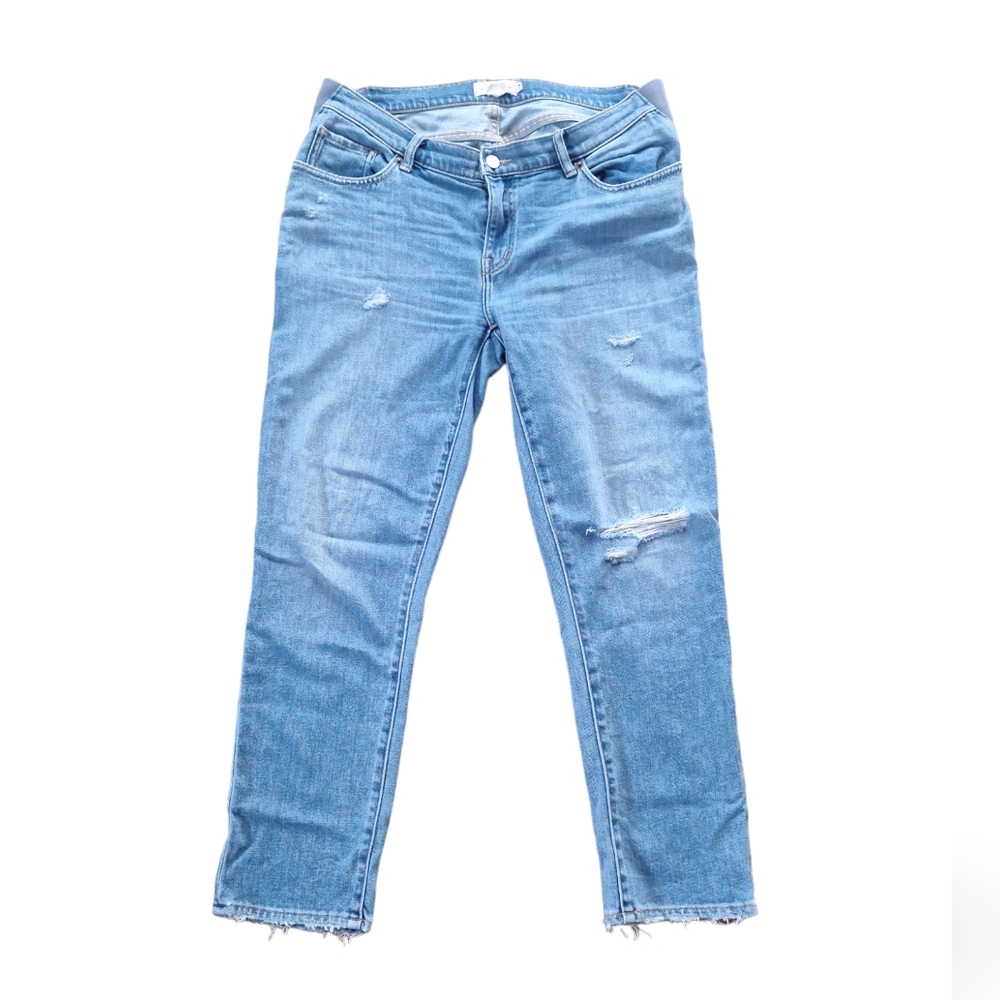 Hatch The Crop Jean Distressed Raw Hem Lightwash Maternity Jeans 28